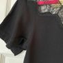 Sandro Black and Yellow Mini Dress with Lace - Size 8 Image 7