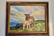 ,,Lamb and sheep at Cliffs of Moher" oil painting