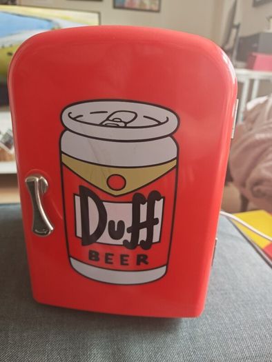 Simpsons Duff Beer Mini Fridge Cooler & Warmer Boxed & Fully Working