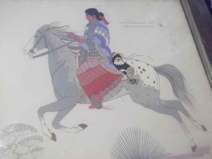 a water colour picture of a native american