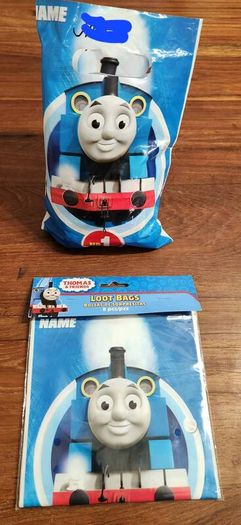 Thomas the Tank Engine Birthday Party - Backdrop + Swirl Decor + Loot Bags