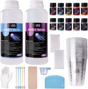 Crystal Epoxy Resin Kit, 44oz Resin Starter Kit for Beginners, Epoxy Resin Art starter Kit for Craft, Fast Cure Resin, Jewelry, Tumbler, Paintings (FREE POSTAGE)