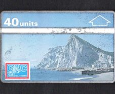 1991 Gibraltar 40 unit Northern Face Of The Rock (Landis & Gyr (Optical)) Phonecard
