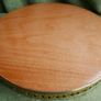 Vintage Beautiful Italian round Sorrento serving tray with burl wood inlay in a brass frame for serving trolleys/tea carts. Image 7