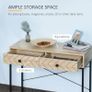 Embossed Arrow Side Table w/ 2 Drawers Metal Frame Handles Back Bar Tabletop Unique Home Style Storage End Console Image 4