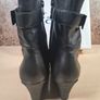 Womens Faith Subtle Ah Ankle Boots Black Leather Zip Up Wedge Heel Size Uk 6 Eu 39 Brand New With Box Image 8