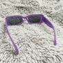 Purple Rectangle Sunglasses with Black Lenses Image 5