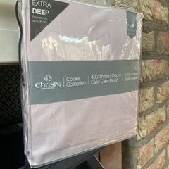 Christy 400 thread count double fitted sheet pebble cotton
