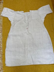 German vintage handmade nightgown 1920 - 1940s linen lace size 6 or 6-8