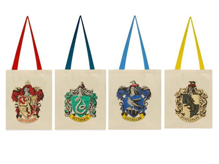 Harry Potter Canvas Tote Shopping Bag Gryffindor Crest School Red Handle Brand New
