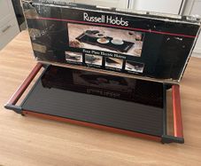 Vintage Russell Hobbs Hot Tray Plate Warmer Glass Mahogany