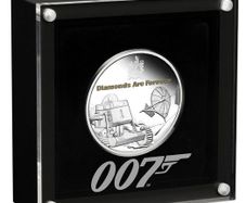 2021 Tuvalu 1 oz Silver Bullion Coin - James Bond Diamonds are Forever 50th Anniversary. Proof. (CoA + Original Box)