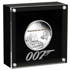 2021 Tuvalu 1 oz Silver Bullion Coin - James Bond Diamonds are Forever 50th Anniversary. Proof. (CoA + Original Box)