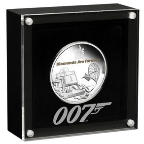 2021 Tuvalu 1 oz Silver Bullion Coin - James Bond Diamonds are Forever 50th Anniversary. Proof. (CoA + Original Box)