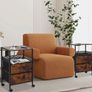 Slim Bedside Table Set of 2 with Charging Station & 2 Drawers - Narrow End Table with 2 Outlets, USB Ports,Industrial Rustic Brown Nightstand for Small Spaces, Bedroom, Living Room Image 7