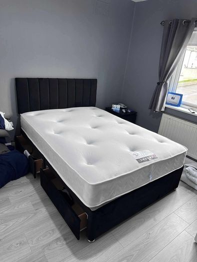New Double Beds With Headboard And Mattress