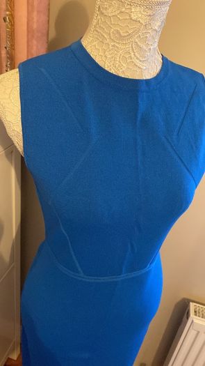 Dress blue warehouse long knitted stitching