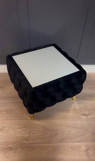 Velvet coffee table with glass