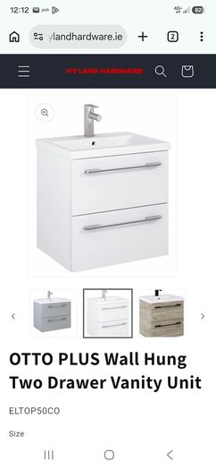 Sonas Bathroom Otto Plus White 50 Vanity Unit Wall Hung