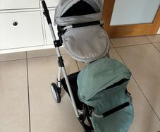 Double pram and twin dolls