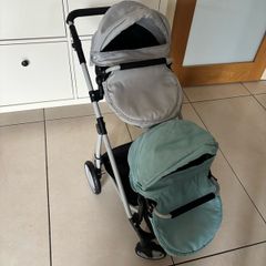 Double pram and twin dolls