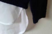 New dark navy soft jumper with white trim