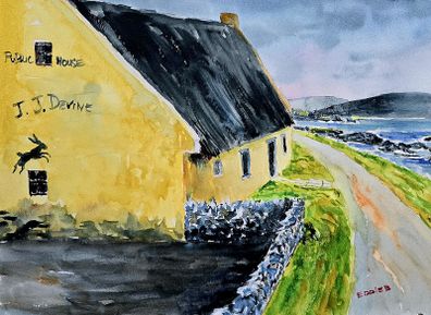 inisherin pub watercolour