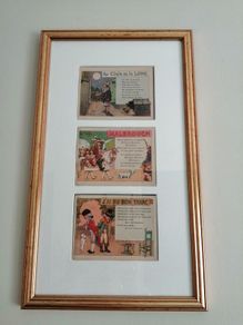 Vintage French postcards framed 2 sided frame