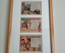 Vintage French postcards framed 2 sided frame