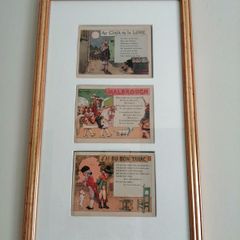 Vintage French postcards framed 2 sided frame