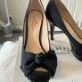 Sachelle Platform Black Satin and Patent Heels - Size 39.5 / Size 6 Image 2