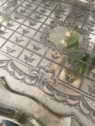 ShabbyChic Vintage Tray with jug filled with flowers