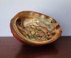 Mid-century abalone shell footed dish