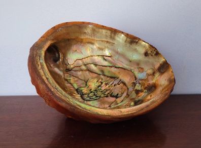 Mid-century abalone shell footed dish