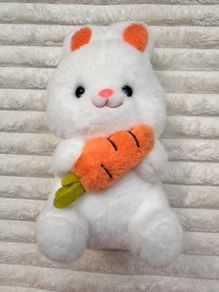 White Bunny Plush with Carrot approx. 25 cm. Used Please see photos