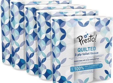 3-Ply Quilted Toilet Tissues, 45 Rolls (5 x 9 x 200 sheets) - Pattern: Gem, 9 Count (Pack of 5)