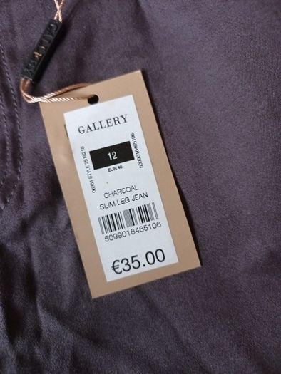 Gallery  Charcoal Slim Leg Jeans.  S. 12.  B.N.W.T.