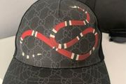 Authentic Gucci Men's Black Snake GG Jacquard Baseball Cap