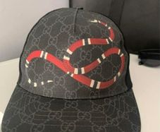 Authentic Gucci Men's Black Snake GG Jacquard Baseball Cap