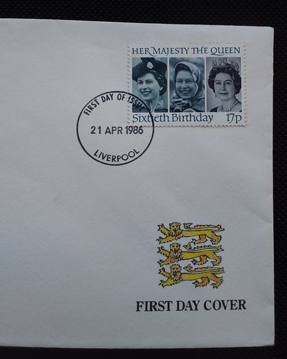 Great Britain Stamps : Her Majesty The Queen 60th Birthday - Windowed Envelope , First Day Cover - 1986