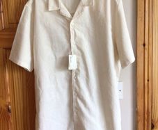 BNWTS Mens Cream Short Sleeve Cotton & Linen Blend Shirt Med including postage