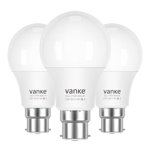 Light Bulb 60w Equivalent, B22 LED Bulbs Warm White 2700K, Non-Dimmable 9w Energy Saver Lightbulb, 806 Lumen, 3-Pack