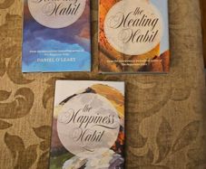 3 X Inspirational hardback books written by Irish priest and author Daniel O'Leary (The Heavenly Habit, The Healing Habit, and The Happiness Habit), published by Columba Press. 3 x HARDBACK WITH DUSTJACKET IN GOOD CONDITION. SEE PHOTOS FOR SAME.