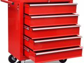 Workshop Tool Trolley 5 Drawers Red