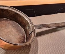 Antique copper pot with handle