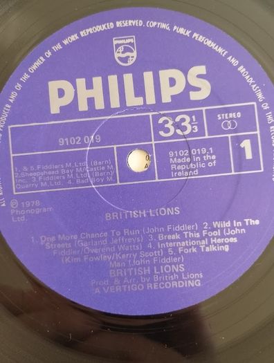 British Lions - ST (1978) RARE Irish Pressing On Philips EX-Mott The Hoople Classic Rock EX+