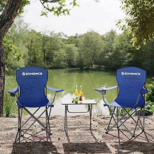 NEW SALE | Set of 2 Folding Camping Chairs, Comfortable, Heavy Duty Structure, Max. Load Capacity 150 kg, with Cup Holder, Outdoor Chair