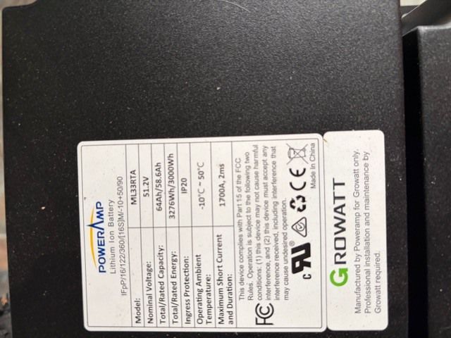 Growatt LifePO4 Battery IP20 3.3kWh Growatt LifePO4 Battery IP20 3.3kWh