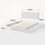 Double Bed Frame with Headboard 4ft6 135 x 190 cm 11.8 Height Upholstered Bed Base Wooden Slat Support  Easy Assembly Off White Image 2