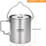 Camping Water Cup with Foldable Handles and Lid 750ml Stainless Steel Mug Hanging Pot for Camping Hiking Backpacking Picnic Image 2